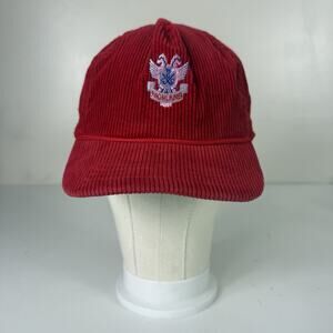 Vintage Highland Corduroy Hat Cap Red Adjustable One Size